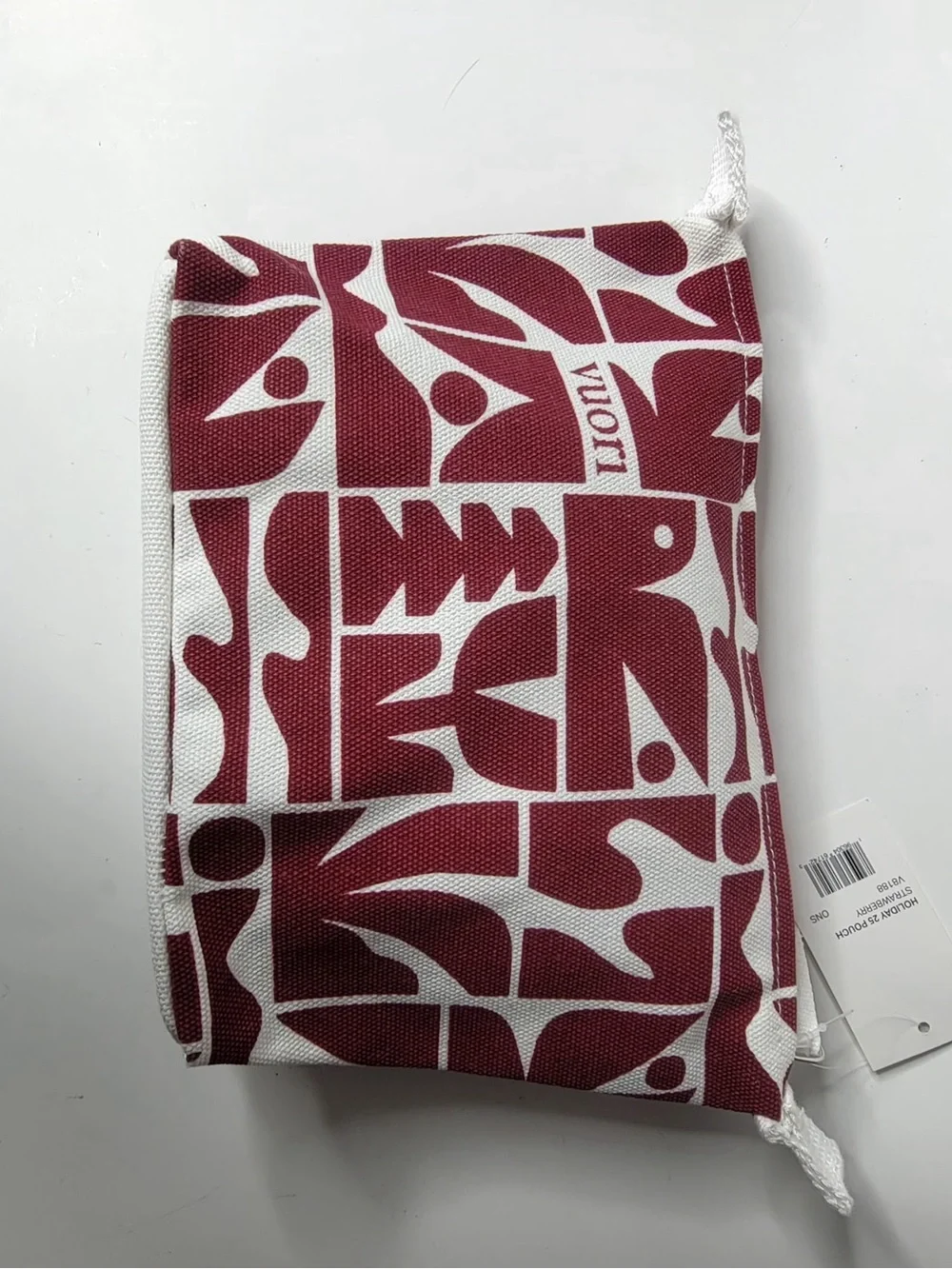 Vuori Burgundy & White Graphic Canvas Cosmetic Pouch